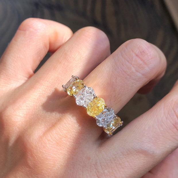 Striking Yellow & White Lab Grown Diamond Band 4.41 CTW 14K White Gold