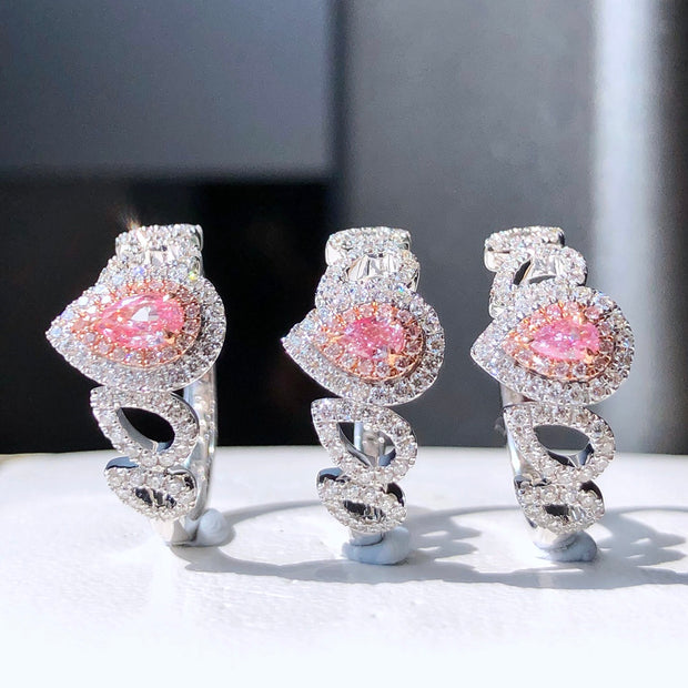 Delicate Pear Pink Lab Grown Diamond Ring 1.01 CTW 14K White Gold