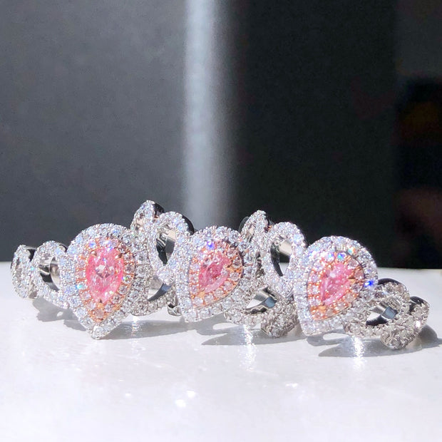 Delicate Pear Pink Lab Grown Diamond Ring 1.01 CTW 14K White Gold