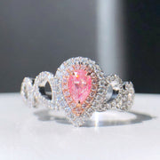 Delicate Pear Pink Lab Grown Diamond Ring 1.01 CTW 14K White Gold