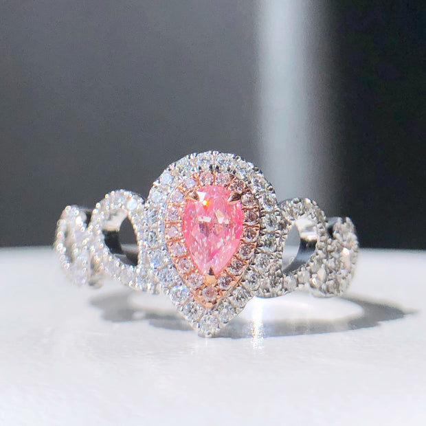 Delicate Pear Pink Lab Grown Diamond Ring 1.01 CTW 14K White Gold
