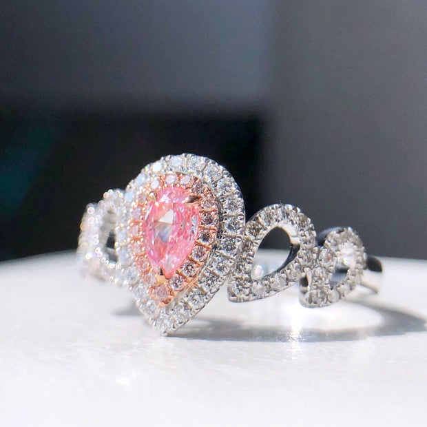 Delicate Pear Pink Lab Grown Diamond Ring 1.01 CTW 14K White Gold