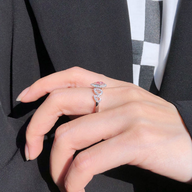 Delicate Pear Pink Lab Grown Diamond Ring 1.01 CTW 14K White Gold