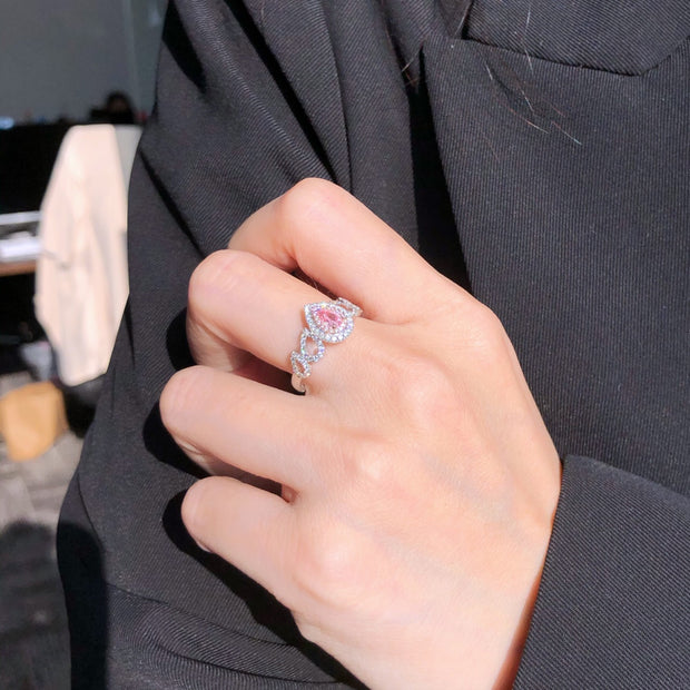 Delicate Pear Pink Lab Grown Diamond Ring 1.01 CTW 14K White Gold