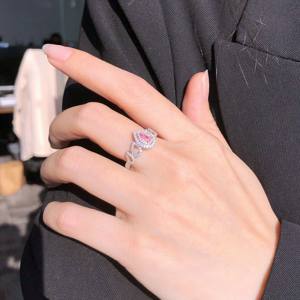 Delicate Pear Pink Lab Grown Diamond Ring 1.01 CTW 14K White Gold
