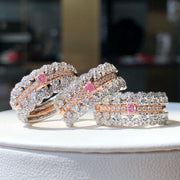Pink Lab Grown Diamond 3-Ring Set 0.85 CTW in 14K White Gold Stackable & Elegant