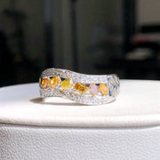 Oval Mixed Color Lab-Grown Diamond Band Ring 0.93 CTW in 14K White Gold