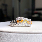 Oval Mixed Color Lab-Grown Diamond Band Ring 0.93 CTW in 14K White Gold
