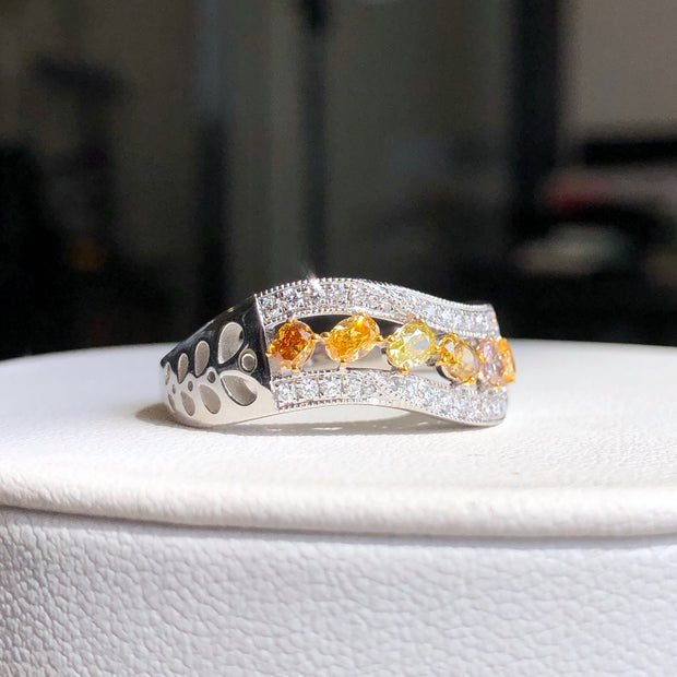 Oval Mixed Color Lab-Grown Diamond Band Ring 0.93 CTW in 14K White Gold