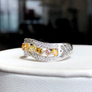 Oval Mixed Color Lab-Grown Diamond Band Ring 0.93 CTW in 14K White Gold
