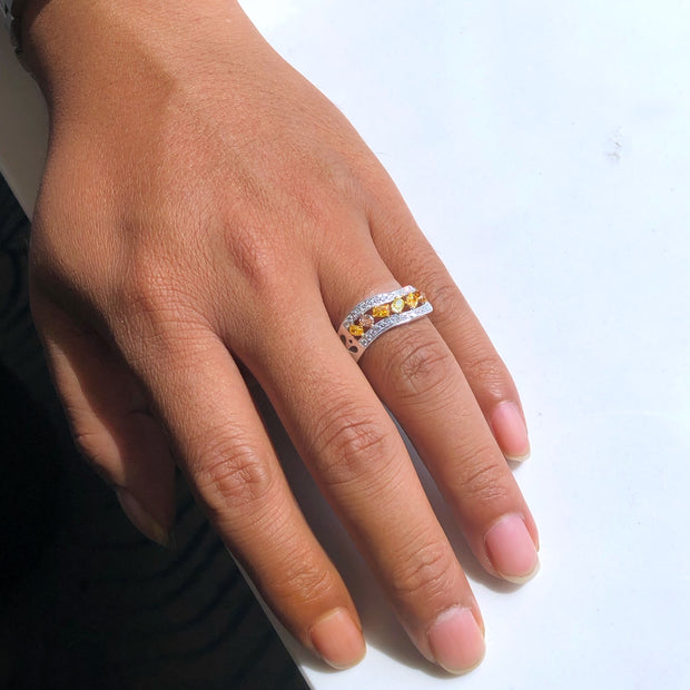 Oval Mixed Color Lab-Grown Diamond Band Ring 0.93 CTW in 14K White Gold