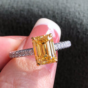 2.50 CTW Emerald-Cut Yellow Diamond Ring 14K White Gold VS1/VVS2