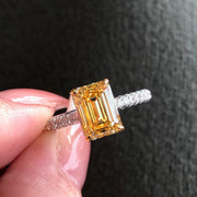 2.50 CTW Emerald-Cut Yellow Diamond Ring 14K White Gold VS1/VVS2