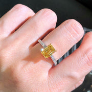 2.50 CTW Emerald-Cut Yellow Diamond Ring 14K White Gold VS1/VVS2