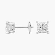 Princess Cut Lab Diamond Stud Earrings in 14K White or Yellow Gold – D–E Color, VS1–VVS2 Clarity
