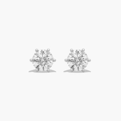 Six-Prong Lab-Grown Diamond Stud Earrings in 14K White or Yellow Gold – D–E Color, VS1–VVS2 Clarity