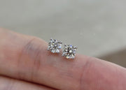 14K White Gold Six-Prong Lab-Grown Diamond Stud Earrings 1.04 CTW