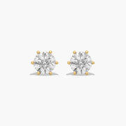 Six-Prong Lab-Grown Diamond Stud Earrings in 14K White or Yellow Gold – D–E Color, VS1–VVS2 Clarity