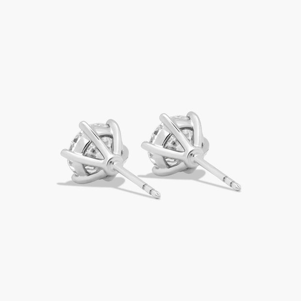 Six-Prong Lab-Grown Diamond Stud Earrings in 14K White or Yellow Gold – D–E Color, VS1–VVS2 Clarity
