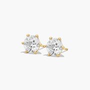 Six-Prong Lab-Grown Diamond Stud Earrings in 14K White or Yellow Gold – D–E Color, VS1–VVS2 Clarity