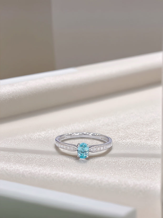 Oval Lab Grown Blue Diamond Ring 0.52 CTW 14K White Gold