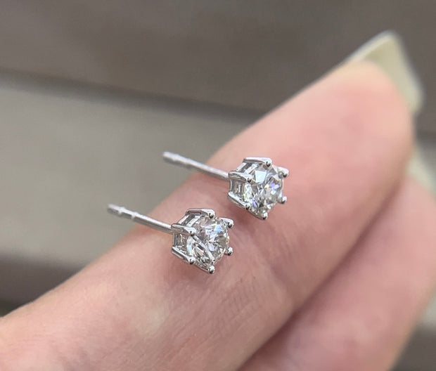 Radiant Fire 14K White Gold Six-Prong Lab-Grown Diamond Stud Earrings 0.836 CTW