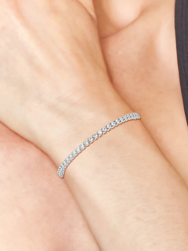 3MM Round Lab-Grown Diamond Tennis Bracelet in 14K White Gold – D/VS2, Classic Made-to-Order Design