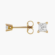 Elegant Princess Cut Lab Diamond Stud Earrings in 14K White or Yellow Gold – D–E Color, VS1–VVS2 Clarity
