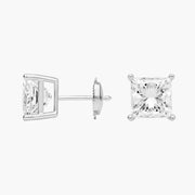 Elegant Princess Cut Lab Diamond Stud Earrings in 14K White or Yellow Gold – D–E Color, VS1–VVS2 Clarity