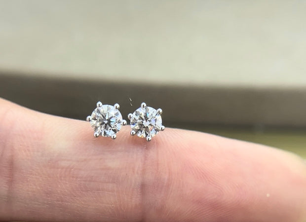 Radiant Fire 14K White Gold Six-Prong Lab-Grown Diamond Stud Earrings 0.836 CTW