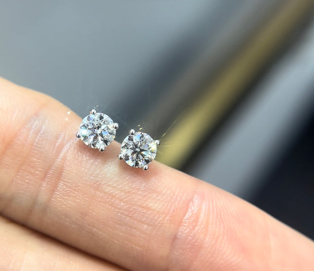 Radiant Harmony 14K White Gold Four-Prong Lab-Grown Diamond Studs 1.02 CTW
