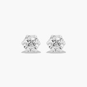 Scallop Basket Lab-Grown Diamond Stud Earrings in 14K White or Yellow Gold – D–E Color, VS1–VVS2 Clarity