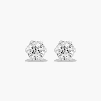 Scallop Basket Lab-Grown Diamond Stud Earrings in 14K White or Yellow Gold – D–E Color, VS1–VVS2 Clarity