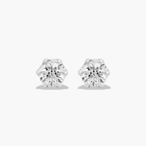 Scallop Basket Lab-Grown Diamond Stud Earrings in 14K White or Yellow Gold – D–E Color, VS1–VVS2 Clarity
