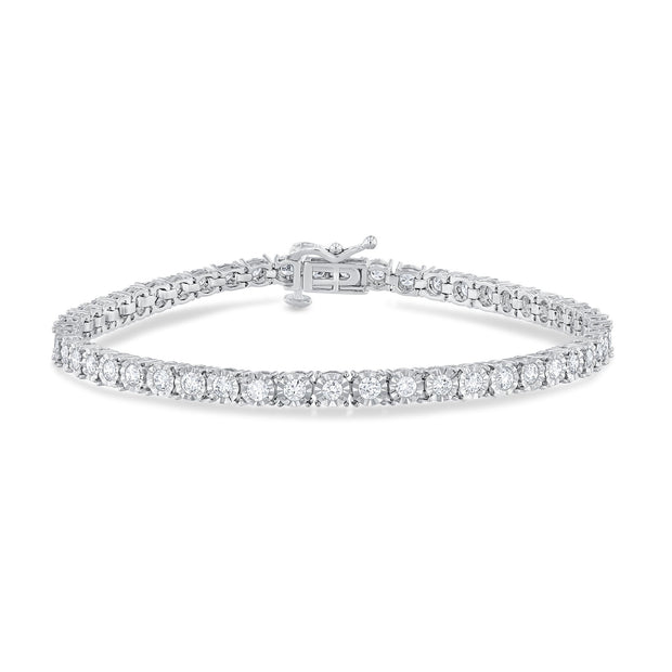 Round 3MM Lab Grown Diamond Tennis Bracelet in 14K Yellow Gold – D Color, VVS2 Clarity, 7.25 Inch