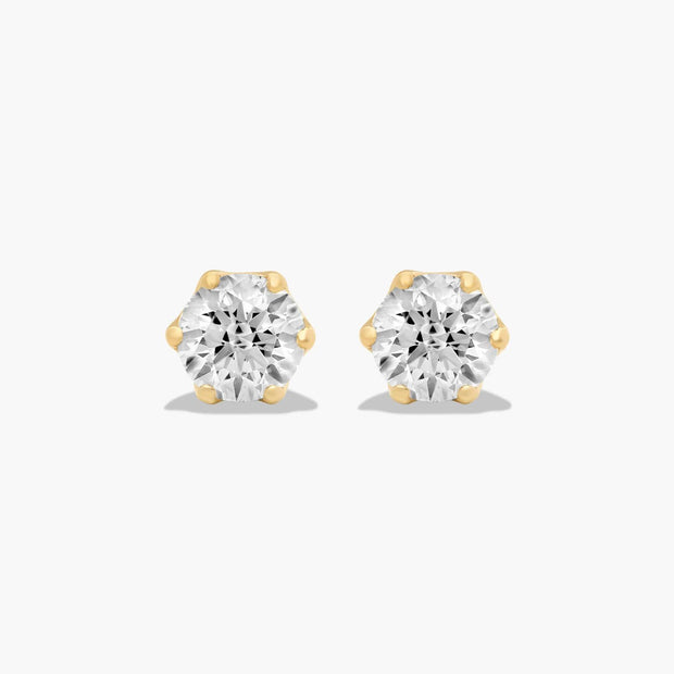 Scallop Basket Lab-Grown Diamond Stud Earrings in 14K White or Yellow Gold – D–E Color, VS1–VVS2 Clarity