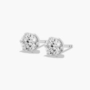 Scallop Basket Lab-Grown Diamond Stud Earrings in 14K White or Yellow Gold – D–E Color, VS1–VVS2 Clarity
