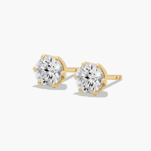 Scallop Basket Lab-Grown Diamond Stud Earrings in 14K White or Yellow Gold – D–E Color, VS1–VVS2 Clarity