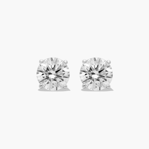 Round Lab-Grown Diamond Stud Earrings in 14K Gold – Four Prong Scallop Basket Setting with D-E Color & VS1- VVS2 Clarity