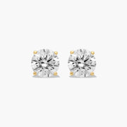 Round Lab-Grown Diamond Stud Earrings in 14K Gold – Four Prong Scallop Basket Setting with D-E Color & VS1- VVS2 Clarity