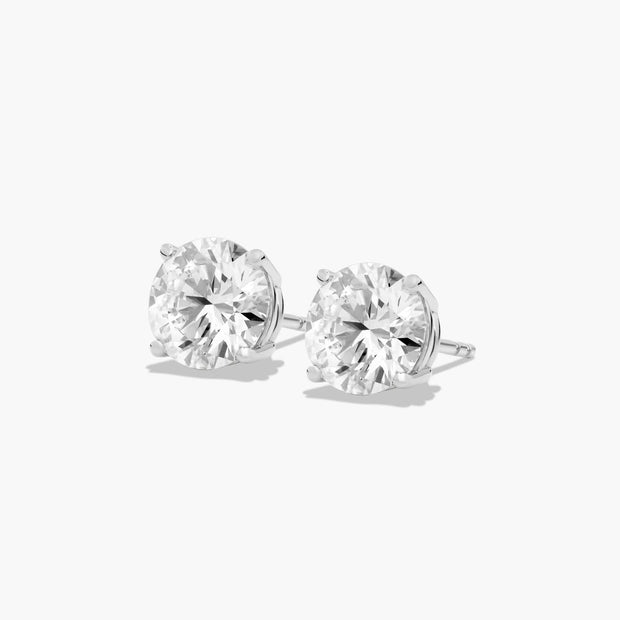 Round Lab-Grown Diamond Stud Earrings in 14K Gold – Four Prong Scallop Basket Setting with D-E Color & VS1- VVS2 Clarity