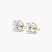 Round Lab-Grown Diamond Stud Earrings in 14K Gold – Four Prong Scallop Basket Setting with D-E Color & VS1- VVS2 Clarity