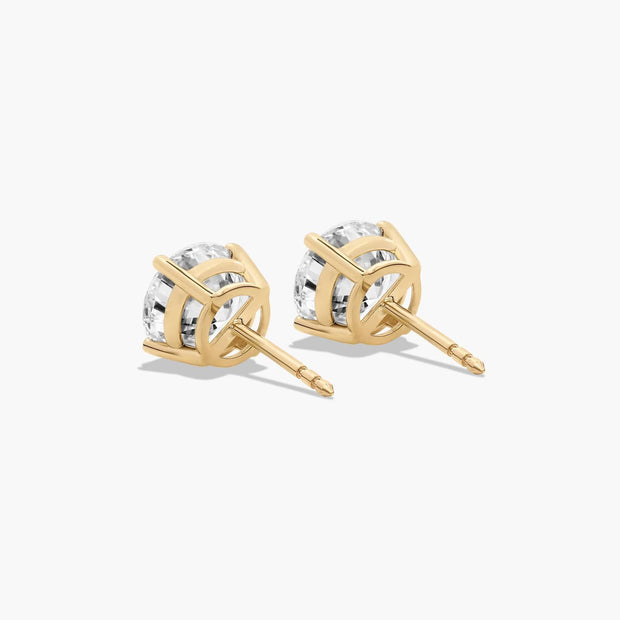 Round Lab-Grown Diamond Stud Earrings in 14K Gold – Four Prong Scallop Basket Setting with D-E Color & VS1- VVS2 Clarity