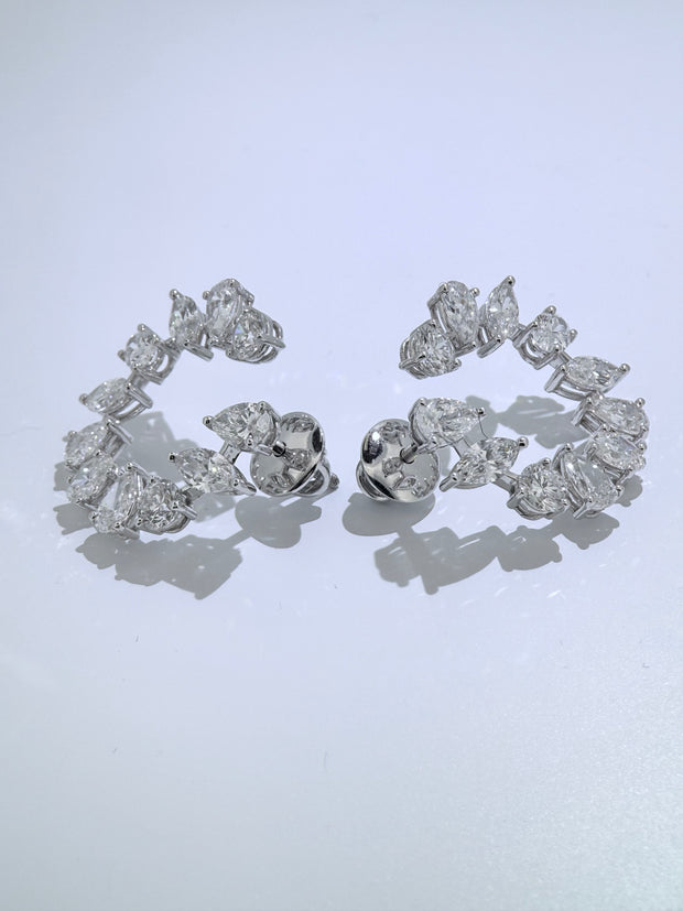 3.00 CT Multi-Shape Lab-Grown Diamond Earrings in 14K White Gold