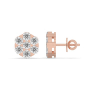 1ct Cluster Flower Set Earring Round