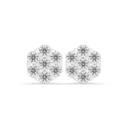 1ct Cluster Flower Set Earring Round