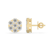 1ct Cluster Flower Set Earring Round