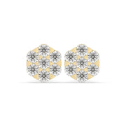 1ct Cluster Flower Set Earring Round