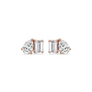 2 Carat Pear & Emerald Lab-Grown Diamond Stud Earrings