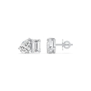 2 Carat Pear & Emerald Lab-Grown Diamond Stud Earrings